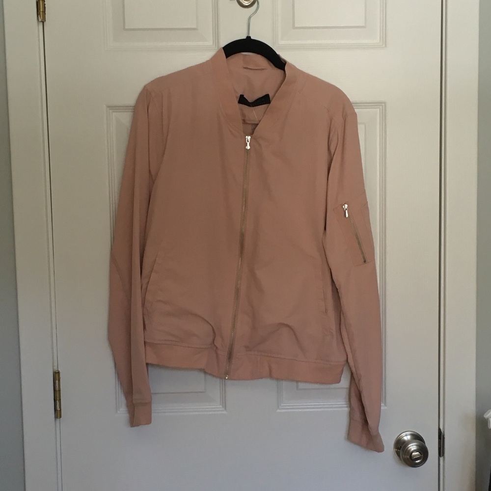 Lightweight dusty pink bomber-stole jacket